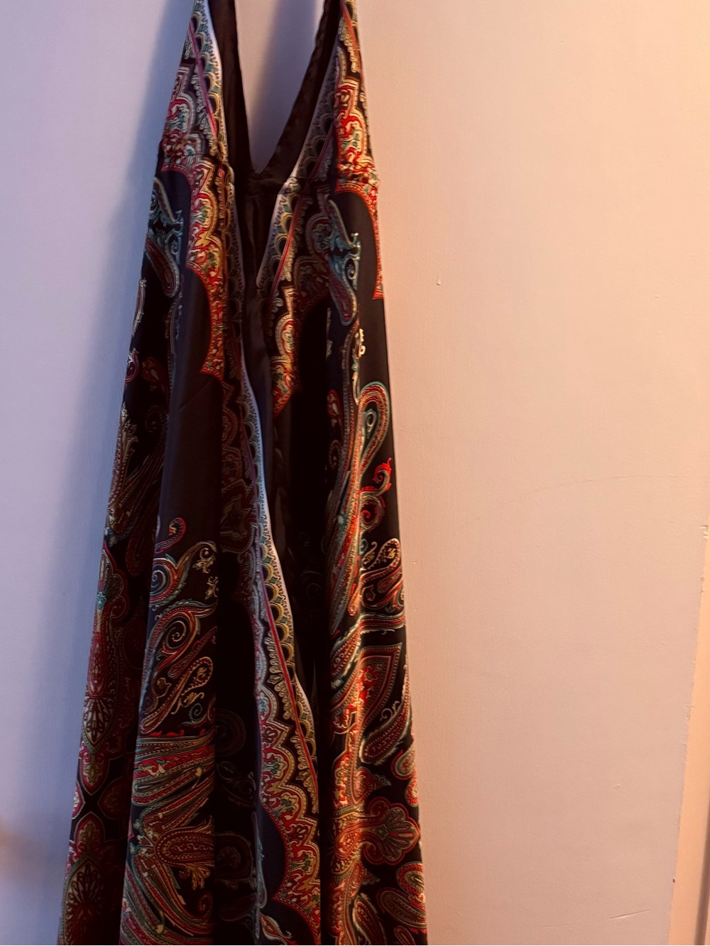 Boho Paisley Halter Maxi Dress in Black paisley Multi-Color